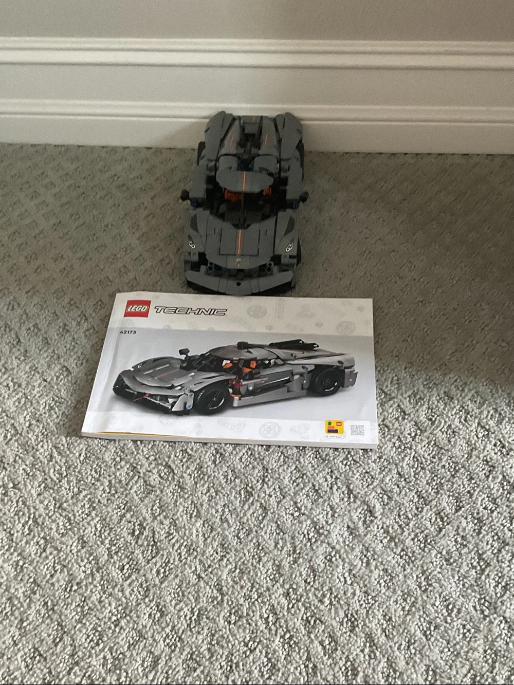 LEGO Technic Gray Sports Car with Orange Accents